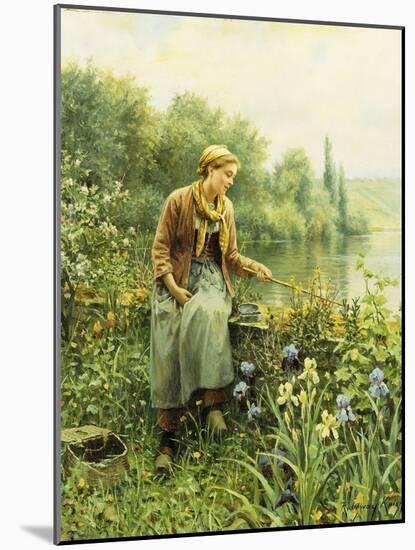 Fishing on a Spring Day-Daniel Ridgway Knight-Mounted Giclee Print