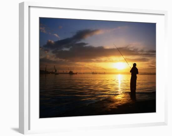 Fishing on Bahia De La Habana, Havana, Cuba-Peter Ptschelinzew-Framed Photographic Print