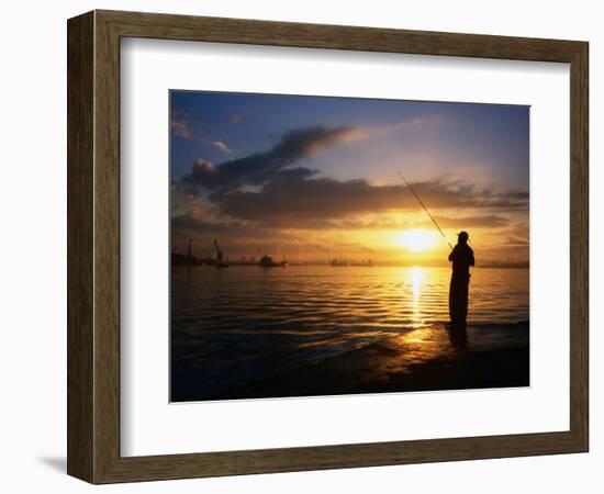 Fishing on Bahia De La Habana, Havana, Cuba-Peter Ptschelinzew-Framed Photographic Print