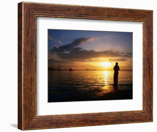 Fishing on Bahia De La Habana, Havana, Cuba-Peter Ptschelinzew-Framed Photographic Print