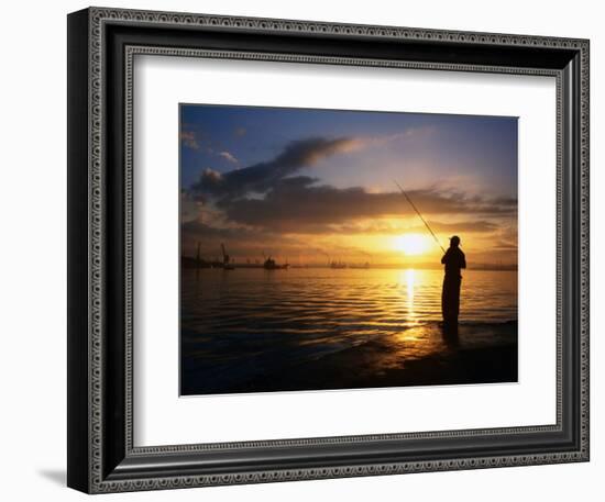 Fishing on Bahia De La Habana, Havana, Cuba-Peter Ptschelinzew-Framed Photographic Print