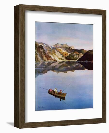 "Fishing on Mountain Lake", July 16, 1955-John Clymer-Framed Giclee Print