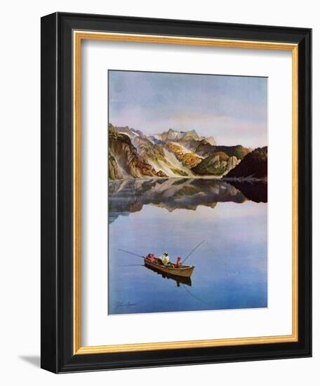 "Fishing on Mountain Lake", July 16, 1955-John Clymer-Framed Giclee Print