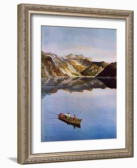 "Fishing on Mountain Lake", July 16, 1955-John Clymer-Framed Giclee Print