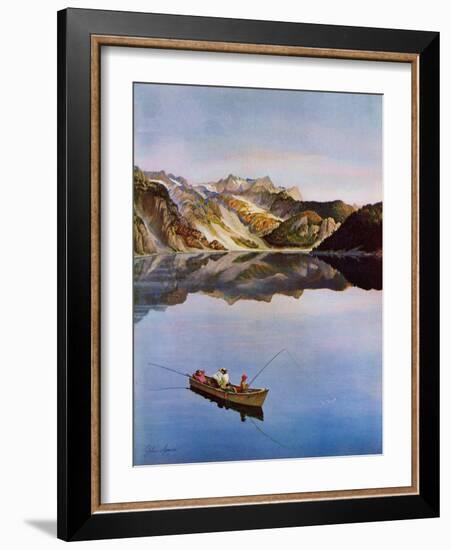 "Fishing on Mountain Lake", July 16, 1955-John Clymer-Framed Giclee Print