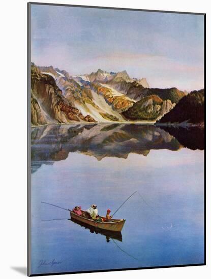 "Fishing on Mountain Lake", July 16, 1955-John Clymer-Mounted Giclee Print