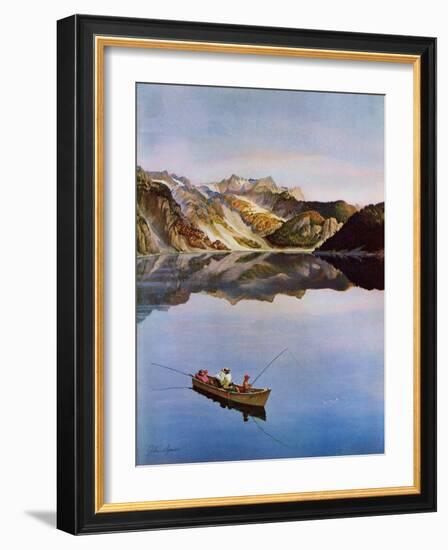 "Fishing on Mountain Lake", July 16, 1955-John Clymer-Framed Giclee Print