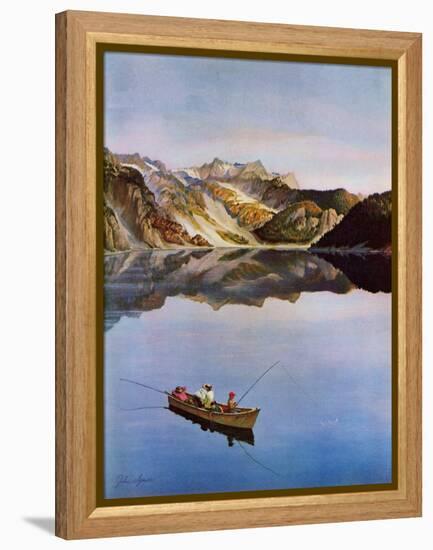 "Fishing on Mountain Lake", July 16, 1955-John Clymer-Framed Premier Image Canvas