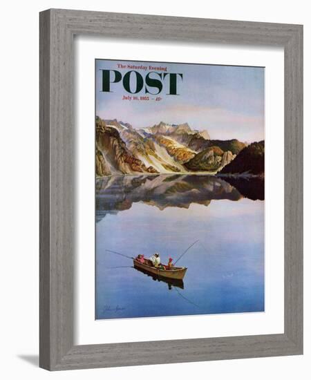 "Fishing on Mountain Lake" Saturday Evening Post Cover, July 16, 1955-John Clymer-Framed Giclee Print