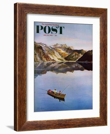 "Fishing on Mountain Lake" Saturday Evening Post Cover, July 16, 1955-John Clymer-Framed Giclee Print