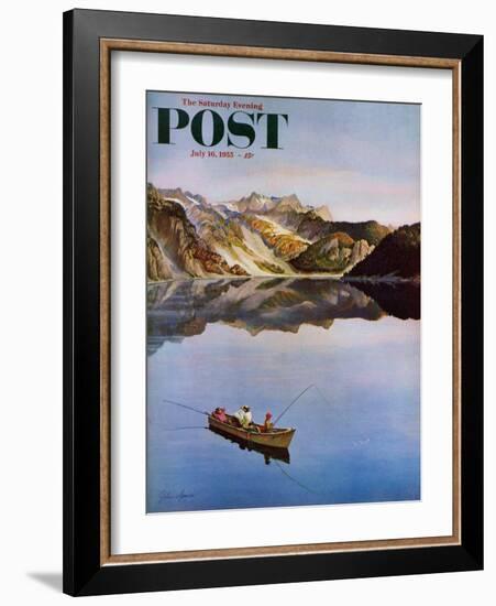 "Fishing on Mountain Lake" Saturday Evening Post Cover, July 16, 1955-John Clymer-Framed Giclee Print