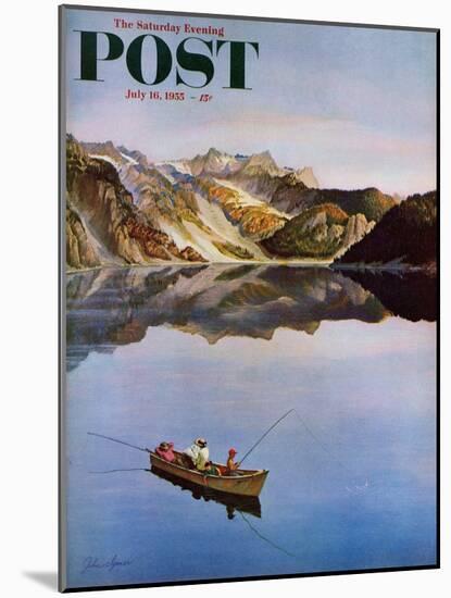 "Fishing on Mountain Lake" Saturday Evening Post Cover, July 16, 1955-John Clymer-Mounted Giclee Print