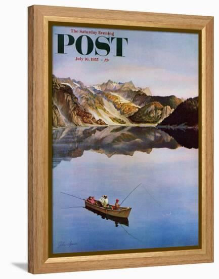 "Fishing on Mountain Lake" Saturday Evening Post Cover, July 16, 1955-John Clymer-Framed Premier Image Canvas