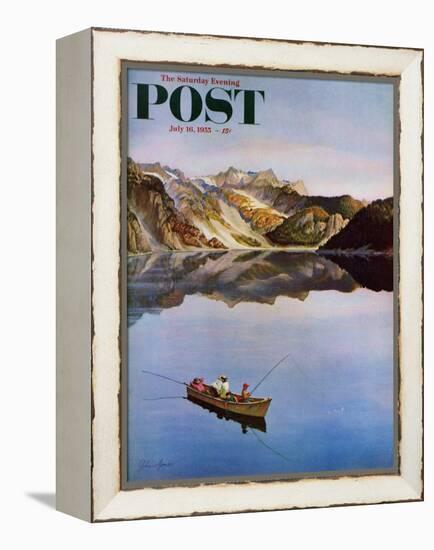 "Fishing on Mountain Lake" Saturday Evening Post Cover, July 16, 1955-John Clymer-Framed Premier Image Canvas