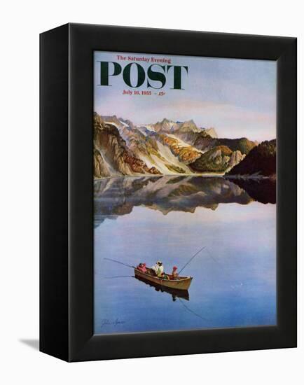 "Fishing on Mountain Lake" Saturday Evening Post Cover, July 16, 1955-John Clymer-Framed Premier Image Canvas