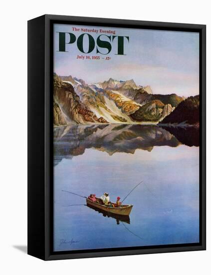 "Fishing on Mountain Lake" Saturday Evening Post Cover, July 16, 1955-John Clymer-Framed Premier Image Canvas