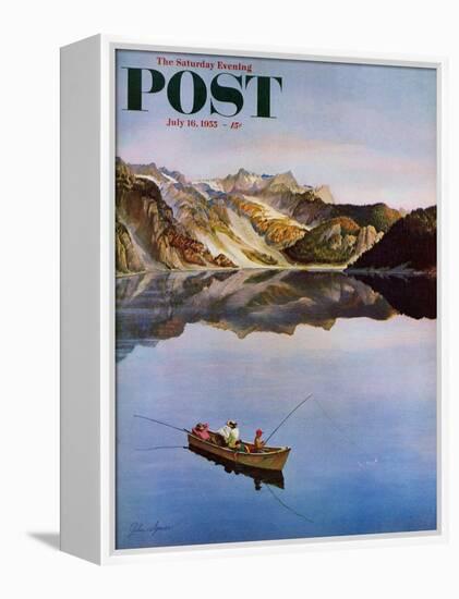 "Fishing on Mountain Lake" Saturday Evening Post Cover, July 16, 1955-John Clymer-Framed Premier Image Canvas