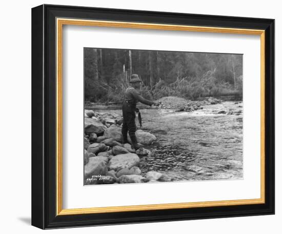 Fishing on the Elwha, Olympic Peninsula, Undated-Asahel Curtis-Framed Giclee Print