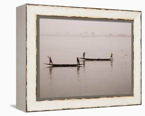 Fishing on the River Niger, Niger Inland Delta, Segou Region, Mali, West Africa, Africa-Gavin Hellier-Framed Premier Image Canvas