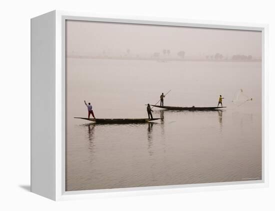 Fishing on the River Niger, Niger Inland Delta, Segou Region, Mali, West Africa, Africa-Gavin Hellier-Framed Premier Image Canvas