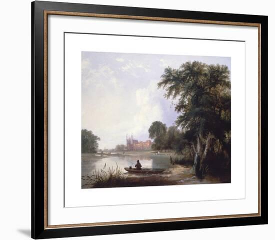 Fishing on the River Thames Near Eton College-Thomas Creswick-Framed Premium Giclee Print