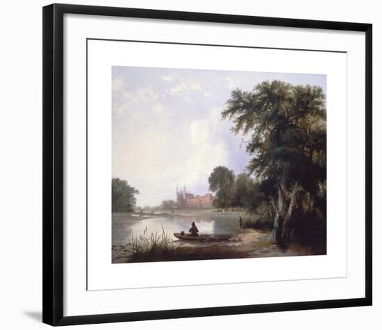 Fishing on the River Thames Near Eton College-Thomas Creswick-Framed Premium Giclee Print