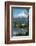 Fishing on Trillium Lake with Mount Hood, part of the Cascade Range, reflected in the still waters,-Martin Child-Framed Photographic Print