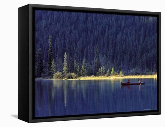 Fishing on Waterfowl Lake, Banff National Park, Canada-Janis Miglavs-Framed Premier Image Canvas