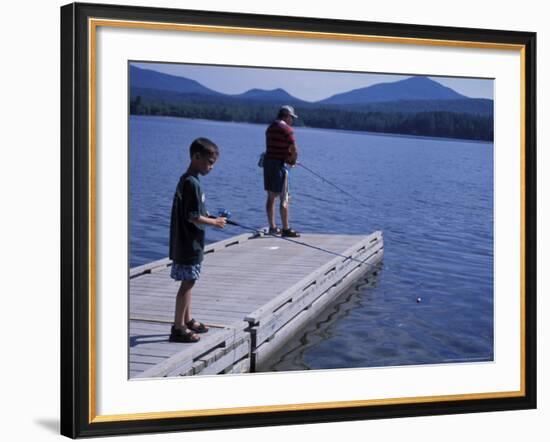 Fishing on Webb Lake, Mt. Blue State Park, Northern Forest, Maine, USA-Jerry & Marcy Monkman-Framed Photographic Print