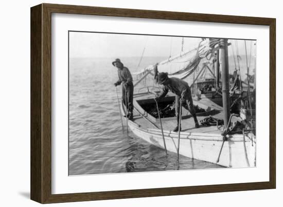 Fishing Oysters in Mobile Bay-Lewis Wickes Hine-Framed Art Print