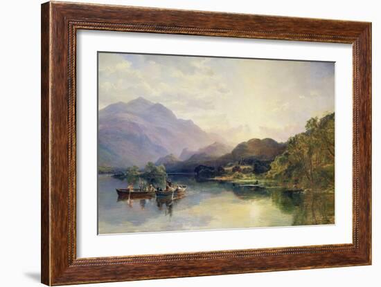 Fishing Party at Loch Achray, with a View of Ben Venue Beyond-Samuel Bough-Framed Giclee Print