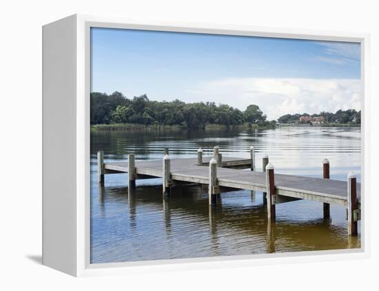 Fishing Pier and Boat Launch in Bayview Park on Bayou Texar in Pensacola, Florida in Blue Early Mor-forestpath-Framed Premier Image Canvas