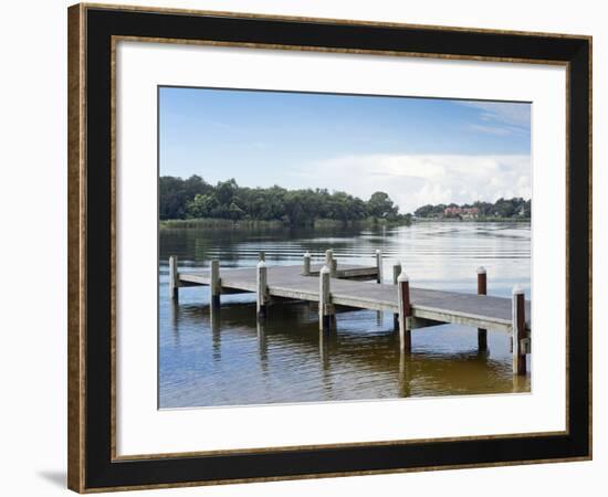 Fishing Pier and Boat Launch in Bayview Park on Bayou Texar in Pensacola, Florida in Blue Early Mor-forestpath-Framed Photographic Print