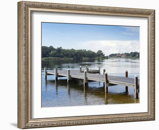 Fishing Pier and Boat Launch in Bayview Park on Bayou Texar in Pensacola, Florida in Blue Early Mor-forestpath-Framed Photographic Print