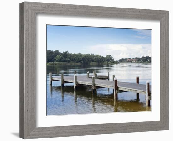 Fishing Pier and Boat Launch in Bayview Park on Bayou Texar in Pensacola, Florida in Blue Early Mor-forestpath-Framed Photographic Print