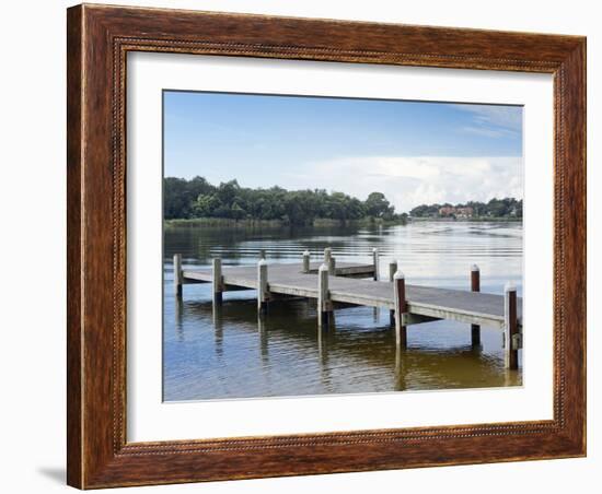 Fishing Pier and Boat Launch in Bayview Park on Bayou Texar in Pensacola, Florida in Blue Early Mor-forestpath-Framed Photographic Print