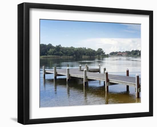 Fishing Pier and Boat Launch in Bayview Park on Bayou Texar in Pensacola, Florida in Blue Early Mor-forestpath-Framed Photographic Print