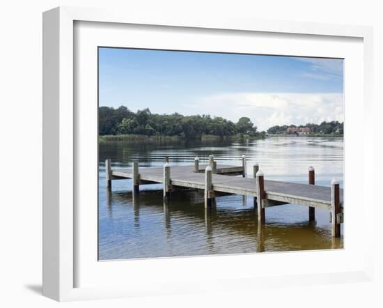 Fishing Pier and Boat Launch in Bayview Park on Bayou Texar in Pensacola, Florida in Blue Early Mor-forestpath-Framed Photographic Print