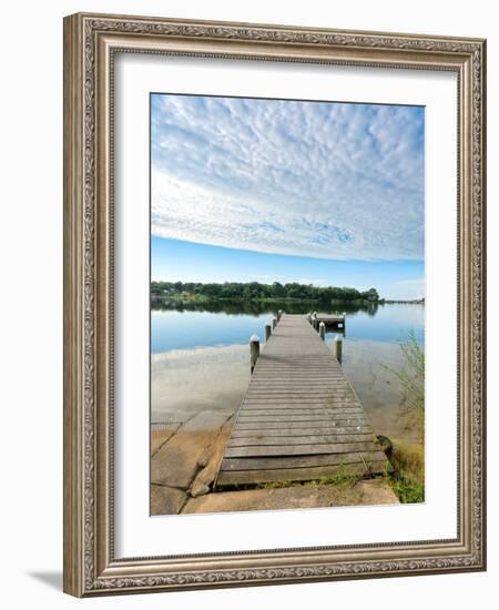 Fishing Pier and Boat Launch in Bayview Park on Bayou Texar in Pensacola, Florida in Early Morning-forestpath-Framed Photographic Print