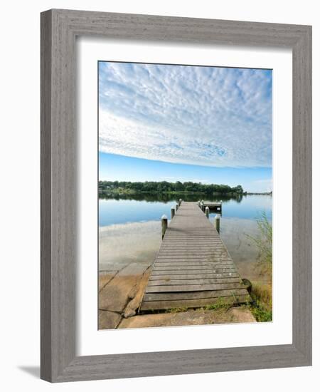 Fishing Pier and Boat Launch in Bayview Park on Bayou Texar in Pensacola, Florida in Early Morning-forestpath-Framed Photographic Print