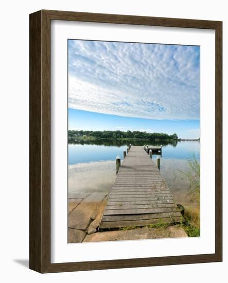 Fishing Pier and Boat Launch in Bayview Park on Bayou Texar in Pensacola, Florida in Early Morning-forestpath-Framed Photographic Print