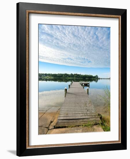 Fishing Pier and Boat Launch in Bayview Park on Bayou Texar in Pensacola, Florida in Early Morning-forestpath-Framed Photographic Print