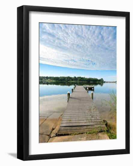 Fishing Pier and Boat Launch in Bayview Park on Bayou Texar in Pensacola, Florida in Early Morning-forestpath-Framed Photographic Print