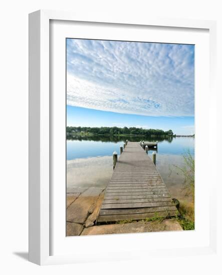 Fishing Pier and Boat Launch in Bayview Park on Bayou Texar in Pensacola, Florida in Early Morning-forestpath-Framed Photographic Print