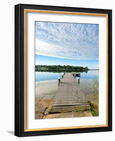 Fishing Pier and Boat Launch in Bayview Park on Bayou Texar in Pensacola, Florida in Early Morning-forestpath-Framed Photographic Print