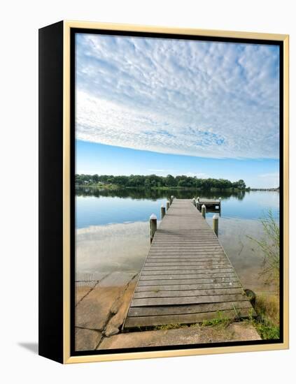 Fishing Pier and Boat Launch in Bayview Park on Bayou Texar in Pensacola, Florida in Early Morning-forestpath-Framed Premier Image Canvas