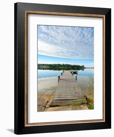 Fishing Pier and Boat Launch in Bayview Park on Bayou Texar in Pensacola, Florida in Early Morning-forestpath-Framed Photographic Print