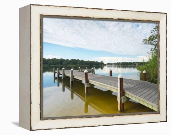 Fishing Pier and Boat Launch in Bayview Park on Bayou Texar in Pensacola, Florida in Early Morning-forestpath-Framed Premier Image Canvas