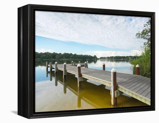 Fishing Pier and Boat Launch in Bayview Park on Bayou Texar in Pensacola, Florida in Early Morning-forestpath-Framed Premier Image Canvas