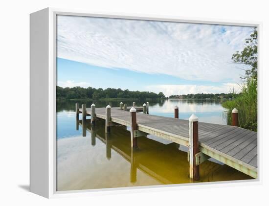 Fishing Pier and Boat Launch in Bayview Park on Bayou Texar in Pensacola, Florida in Early Morning-forestpath-Framed Premier Image Canvas